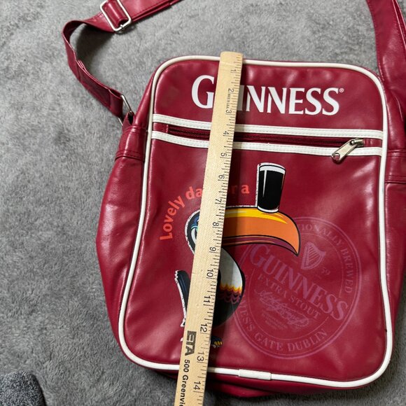 Guinness Beer Messenger Shoulder Bag Ireland Vegan Leather Toucan Lovely Day Red - Picture 4 of 7